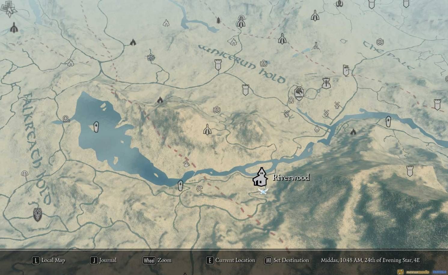 Бумажная карта в Skyrim